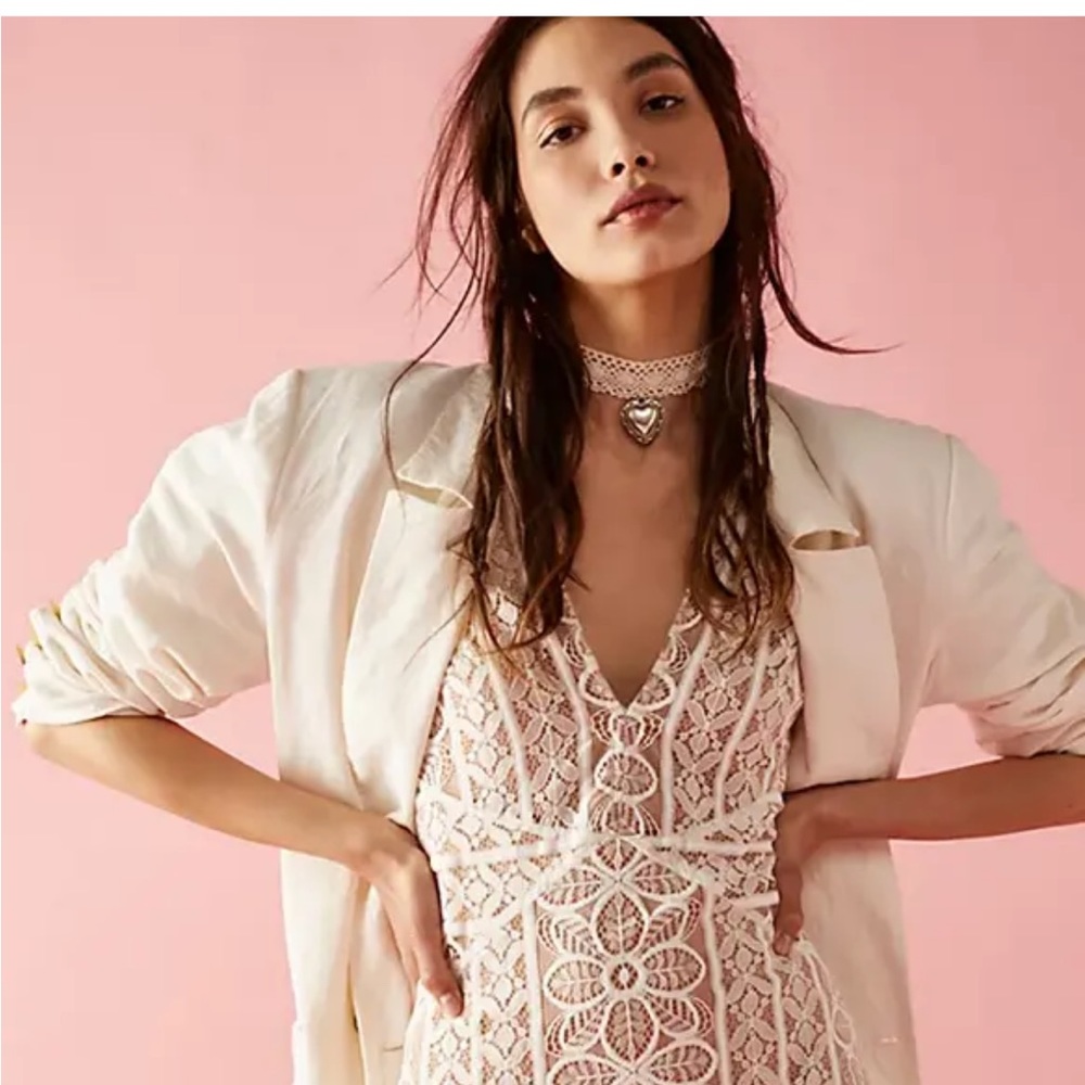 Free People x For Love & Lemons Lyla Lace Cocktail Dress Mini Ivory XS New